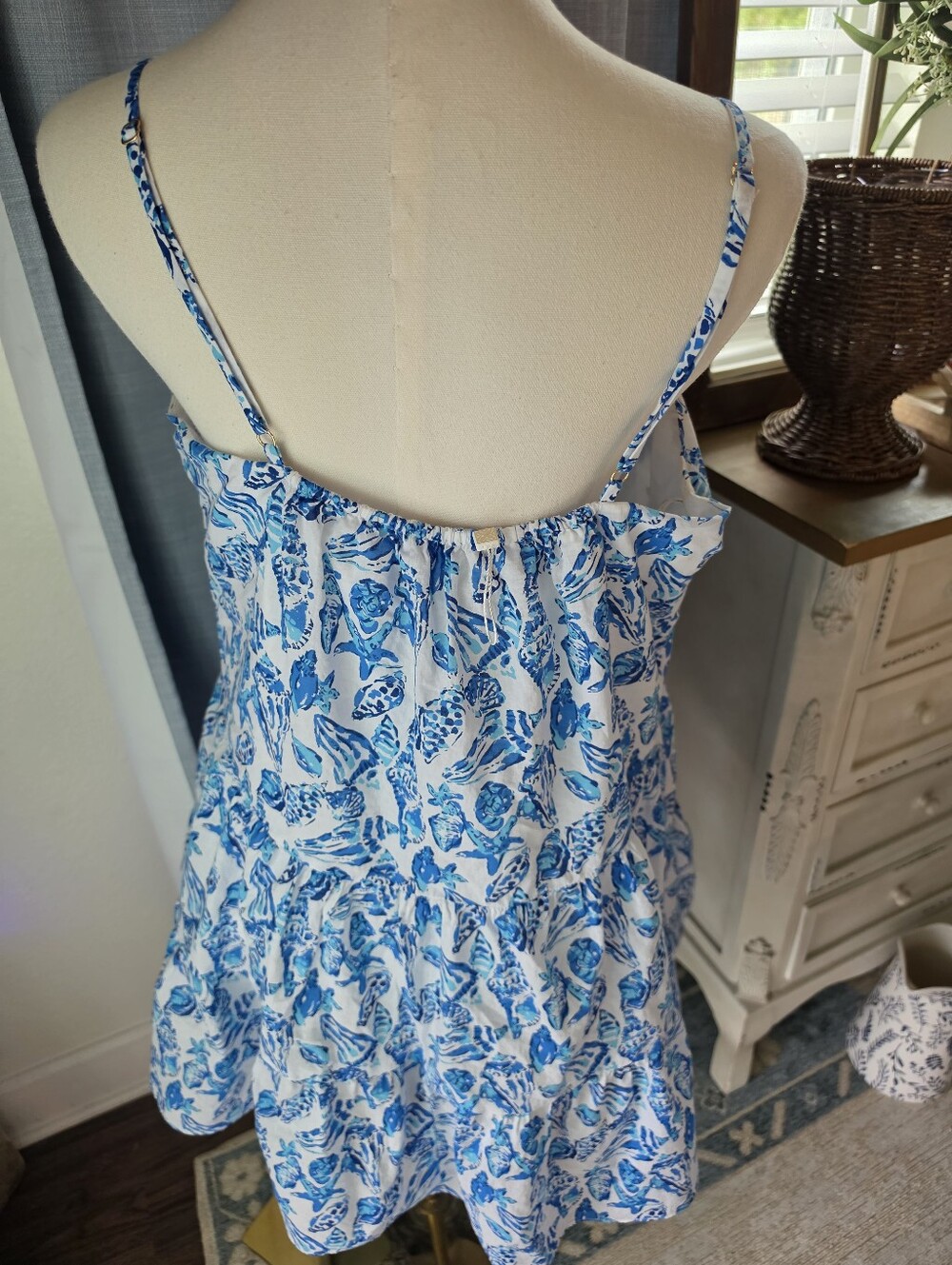 Lilly Pulitzer White & Blue Shell-Print Mini Sundress - Picture 3 of 4